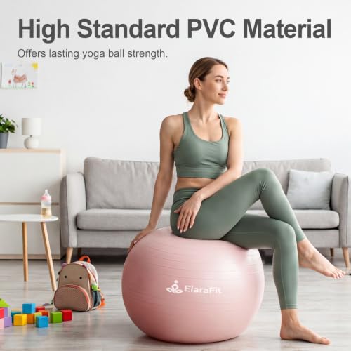 Image of Anti Burst Large Exercise Ball for Yoga Non Slip Pilates Ball with Pump 550 lbs Capacity for Pregnancy, Fitness Size L 23 to 26 inches, About 58 to 65cm