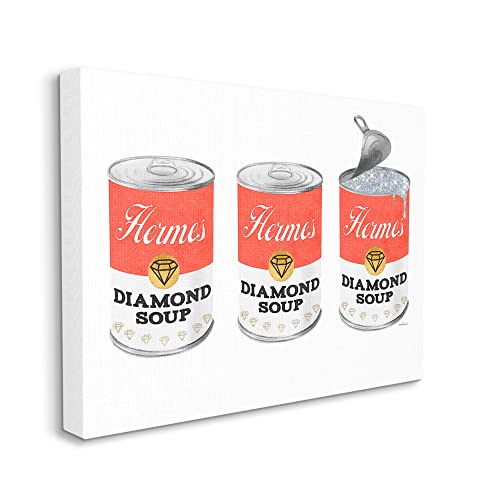 Stupell Industries Glam Condensed Soup Pop Trio Fashion Diamond Red, Designed By Amanda Greenwood Canvas Wall Art, 20 X 16, White #TOP1