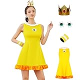 PAINEOMN Princess Cosplay Costume Women Princess Tennis Dress with Crown Earrings Adult Halloween Suit M