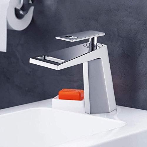 Robinet d'évier cascade en cuivre avec mitigeur eau chaude et froide anti-éclaboussures
