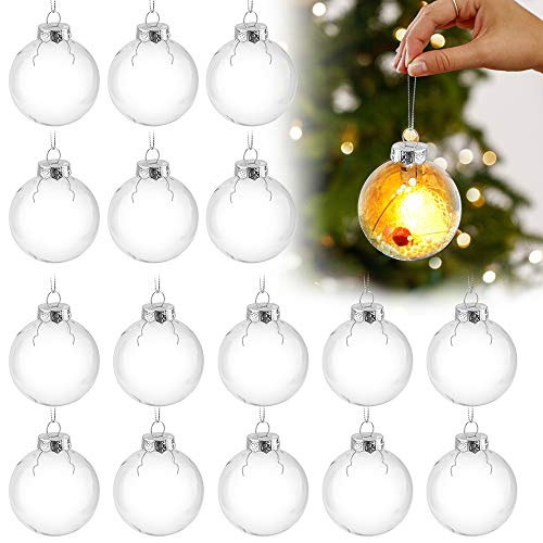 Sporgo Lot de 16 boules de Noël transparentes en plastique transparent pour décoration de sapin de Noël à suspendre Cover
