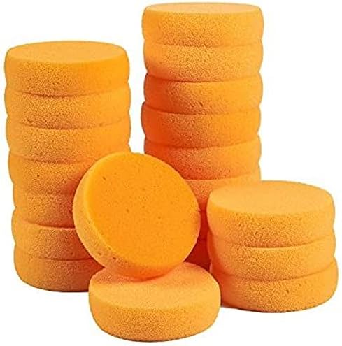 Round Synthetic Sponges, 20-Pack of Orange Artist Sponges, 9 x 9 x 2.5 cm Each