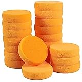 Pack of 20 Synthetic Sponges - Round Craft Sponges - Ideal for Painting, Face Painting, Crafts, Pottery, Clay, Household Use, 3.5 x 1 x 3.5 inches, Orange