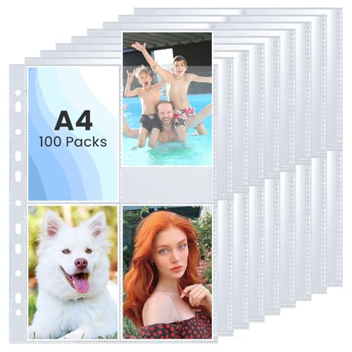 100 Stück Fotohüllen DIN A4,Transparent Postkartenhüllen...