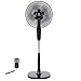 COSTWAY Pedestal Fan, 16-inch Oscillating Stand Fan Adjustable Cooling Fan Whisper Quiet with Remote Control, Dual 5 Blades, 15 Hours Timer Setting for Home and Office (Black)