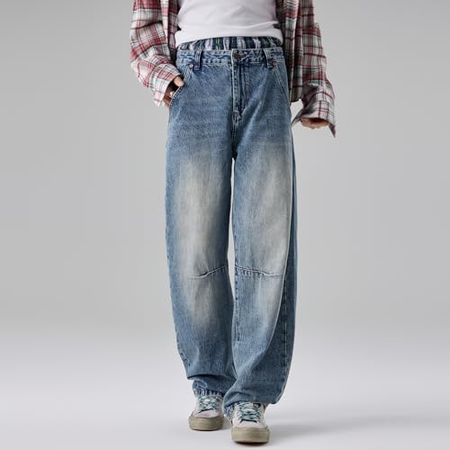 Fit Dark Blue Jeans Men Custom Pleated Effect Wide Leg Pants4