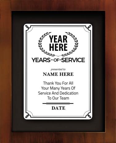 Crown Awards 8.5"x10.5" Personalized Shadow Box Frame, Years of Service Predesigned Shadow Box Award with Customizaton On White Metal Plate Prime