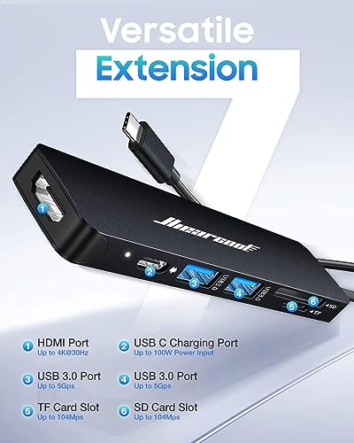 Image of Hiearcool USB C Hub, USBC Hub Multi-Port Adapter for MacBook Pro /Air M1 M2, 4K HDMI USB-C Dock Dongle for iPad and Other Type C Devices