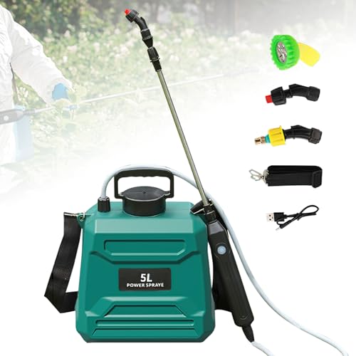 Pulvérisateur Électrique 5L/8L Rechargeable, Pulvérisateur à Dos Jardin avec 3 Buses Réglables et Canne Télescopique – Autonomie 120 Min, pour Arrosage...