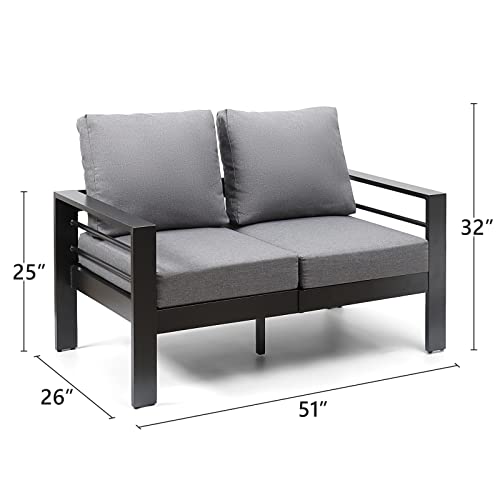 Wacasa Aluminum Patio Furniture Set,Patio Chairs,Outdoor Sofa,Waterproof Fabric Armchair Modern Seating Set Metal Chair Outside Furniture With Removable Cushions For Balcony,Garden,Grey #TOP7