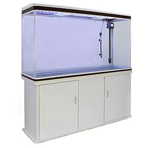 Pecera Acuario 300 Litros para Peces de Agua Dulce,Tropicales + Marinos con Mueble Blanco,Calentador 300W Ajustable,Filtro,Bomba de Aire,Zona Observación 180º + Luz LED, 2 Años Garantía Eléctrica