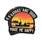 3Pcs Kayaks and Dogs Make Me Happy Sticker Funny Kayaking Dog Lovers Gift for Camper Paddleboard Adventure Kayaks and Dogs Make Me Happy Stickers Decal for Laptop Water Bottle Phone Case Car 3"+