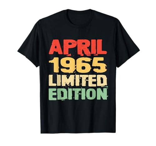 60 Years Old April 1965 Birthday Limited Edition Retro T-Shirt