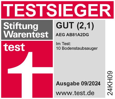 AEG Animal 8000 Staubsauger mit Beutel, Testsieger der Stiftung Warentest, hohe Saugleistung, Auto-Modus, 48% Recyclingkunststoff, Tierhaardüse, HEPA-Filtration, 12m, LED-Licht, AB81A2DG