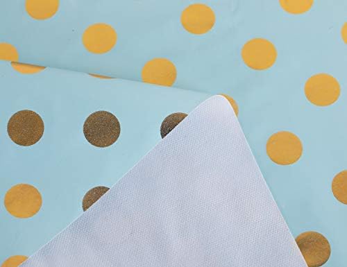Vinylla Metallic Gold Polka Dot on Duck Egg Easy Wipe Clean PVC Tablecloth