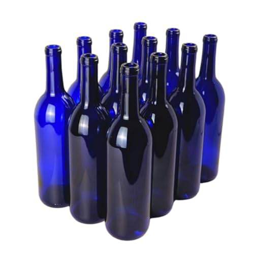 Blue Wine Bottles 750ml W5 Bordeaux 12-Count - NO CORKS