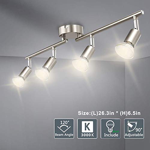 DLLT Modern LED 4 Light Track Lighting Kit, Flush Mount Wall or Ceiling