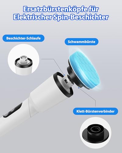 Kimeetol Cabeça de escova, pacote com 4, cabeças de escova substituíveis para esfregão giratório sem