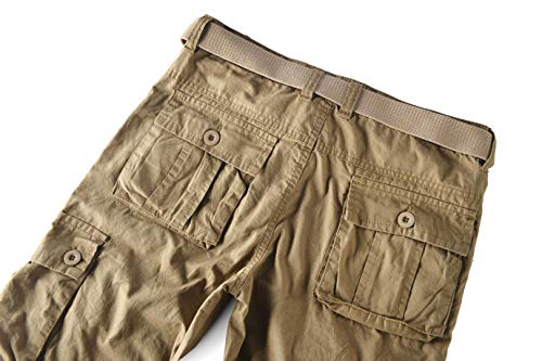 Leward Men's Cotton Casual Military Army Cargo Camo Combat Work Pants With 8 Pocket (34, Khaki) #TOP3
