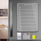 Todkoding 9"x13" Clear Weekly Meal Planner Magnetic Acrylic Board,Acrylic Magnetic Dry Erase Board f