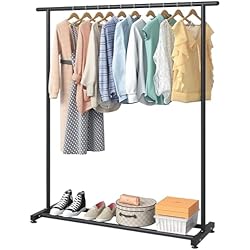 Perchero Para Ropa De Herreria edihome, Burro Ropa, Vestidor, Perchero Colgador de Ropa, 41x141x101 cm, Portátil, Negro, Resistente, para Colgar Perchas, Ropa, Camisas, Pantalones