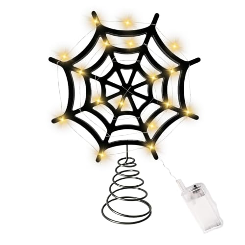 Telaraña de árbol de Halloween con luces LED para decoración de ventanas 8