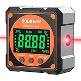 BOBOVAV Digitaler Winkelmesser Laser, Wasserwaage Neigungsmesser mit 4-seitigem Magnet, LCD Display, Typ-C-Aufladen Winkelmessgerät Laser Level Box für Rohr- Holzarbeitung Hängerahmen Sägen Auto