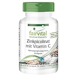 ✔ Fairvital DEUTSCHE QUALITÄT: Tagesdosis: 1 Kapsel pro Tag enthält 15mg Zink und 100mg Vitamin C. Hochdosiert! Hervorragendes Preis-Leistungs-Verhältnis! Zink trägt zur Erhaltung normaler Haut, Haare, Nägel und Knochen bei. Vitamin C und Zink tragen zu einer normalen Funktion des Immunsystems bei.