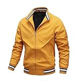Ying Men Jacket Men Long Sleeve Jacket Men Sport Casual Jacket Men Classic Comfortable Solid Color Jacket Men Fashion Trend Zip Jacket P-Yellow L