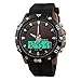 Produktbild FeiWen Multifunktional Herrenuhr Outdoor Solar Uhren 50M Wasserdicht Analog Quarz LED Doppelte Zeit Digitaluhr Edelstahl Wählscheiben mit Kautschuk Band Sportuhr