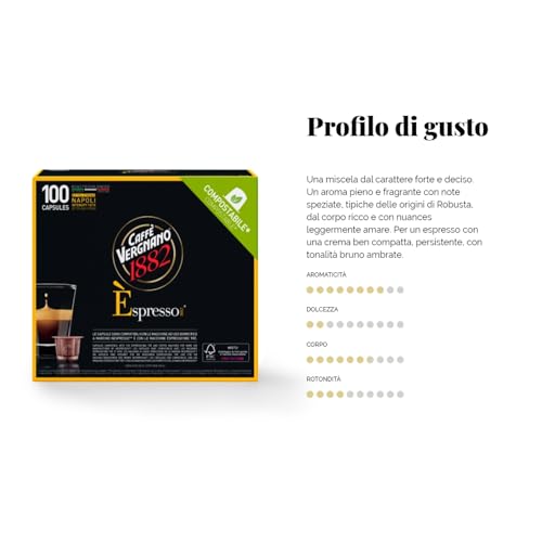 Caffè Vergnano 1882 - 100 Capsule Caffè Compostabili e Compatibili con Nespresso, Napoli - Pack da 100 capsule - Immagine 2