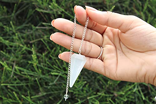 Jet International Chaîne de pendule en forme de cône en sélénite sculptée à la main Antique Inde nouveau design guérison Reiki radiesthésie A + Cover