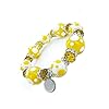 Linpeng-Glass-Beads-Polka-Dots-Bracelet-YellowWhite Linpeng PD-08 Fiona Hand Painted Polka Dots Glass Beads Stretch Bracelet, Yellow/White