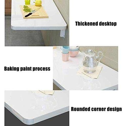 Table pliante murale robuste en acier laqué blanc avec vis