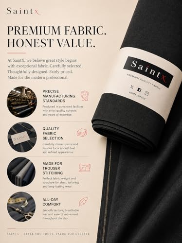 SaintX Men's Unstitched Premium Trouser Fabric Black 1.3m - Image 6