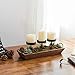 MyGift 3-Pillar Black Metal Candle Holder with Rustic Wood Tray and Handles, Tabletop/Mantel Centerpiece