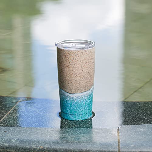 20Oz Beach Tumbler Travel Coffee Mug Women Beach Gifts Tropical Stainless Steel Tumblers With Splash-Proof Lid Mom Summer Vacation Insulation Cups Gifts For Beach Lover Adults (Ocean Beach) #TOP2