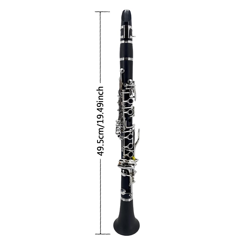 Vetimobato Professional E flat Clarinet Eb Key Clarinet Good Sound Nickel plated keys with 2 Barrels & Case (Ebonite)