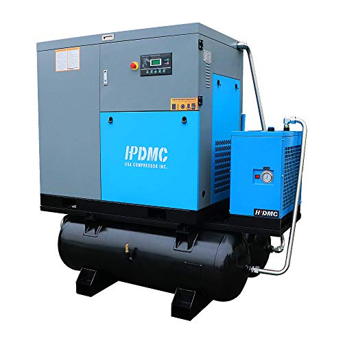 Hpdavv Rotary Screw Compressor - 30 Hp / 22 Kw - 219-198 Cfm / 125-150 Psi - 230 & 460 Dual Voltages / 3-Phase - 80X2 Gallon - Industrial Air Compressed System With Built-In Oil Separator #TOP11