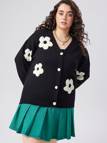 Image of CIDER Womens Cardigan V Neck Floral Cardigan for Women Knit Button Down 2024 Fall