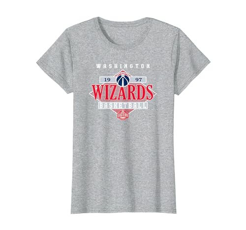 NBA Official Washington Wizards Diamond Look T-Shirt, Women, Heather Grey, Small