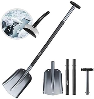 IPSXP Snow Shovel Ice Scraper Lightweight Aluminum Sport Utility Shovel, Durable Compact Collapsible Snowboard Shove for Car, Camping, Gardenl
