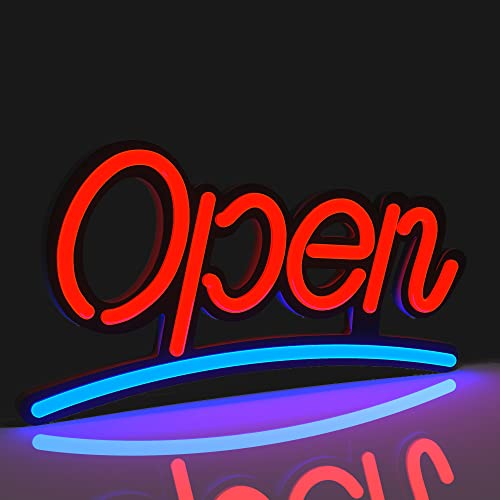 Open Sign for Business, 16x9 inch LED Open Sign, 4 Lighting Modes/Steady, Adjustable Brightness, Remote Control, Visible Neon Sign for Window or Door