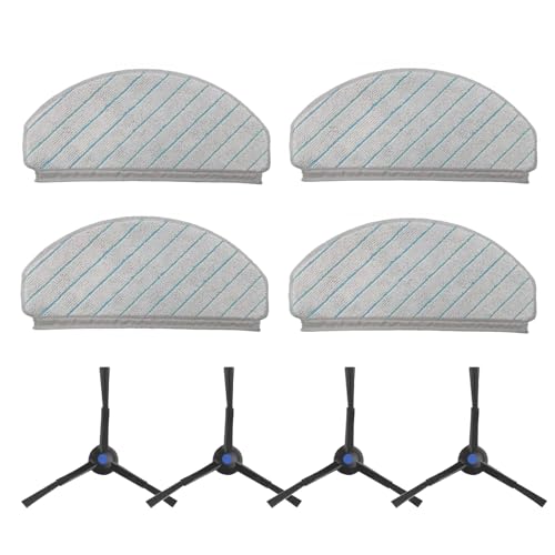 Image of Mop Refill Microfibre Mop Pads & Side Brush Replacement Kit Compatible with Ecovacs DEEBOT N20 N30 N30 Plus Robot Vacuum Spare Parts 4 Pads 4 Brushes Home Floor Cleaning Accessories