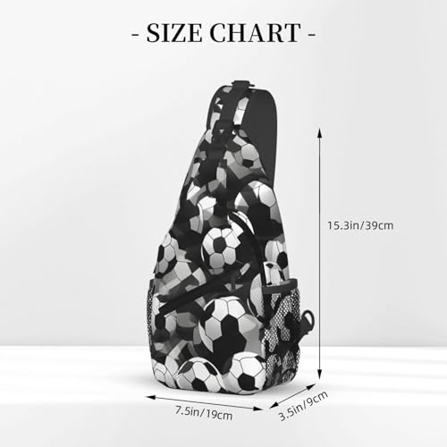 Morrales Crossbody con Estampado Balón de Fútbol Blanco y Negro miniatura 3
