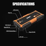 GOOLOO 4000A Peak Car Jump Starter - 12V Auto Battery Booster SuperSafe Lithium Jump Box for All Gas, Up to 10.0L Diesel Engine, Portable Power Pack with USB Quick Charge and Type C Port, Orange - 6