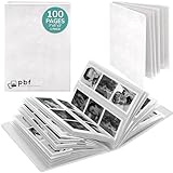 pbf Photo Booth Album | 2x6 Photo Album w/Picture Sleeves | 2x6 Strips Memory Book | Photo Strip Album | Wedding Photo Album for Photo Booth Pictures | 100 Pages, Holds 200 Photos (White, 1-Pack)