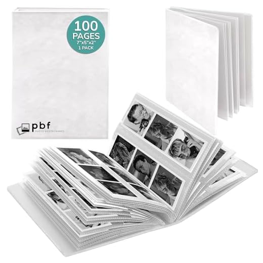pbf Photo Booth Album | 2x6 Photo Album w/Picture Sleeves | 2x6 Strips Memory Book | Photo Strip Album | Wedding Photo Album for Photo Booth Pictures | 100 Pages, Holds 200 Photos (White, 1-Pack)