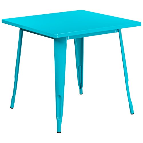 Flash Furniture Square Indoor-Outdoor Table, Metal, Crystal Teal-Blue, 85.09 X 85.09 X 9.53 Cm Flash Furniture Square Indoor-Outdoor Table, Metal, Crystal Teal-Blue, 85.09 X 85.09 X 9.53 Cm