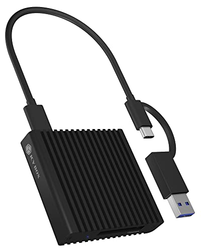 ICY BOX CFexpress Type B Card Reader with USB 3.2 (Gen 2) 10Gbps Reader USB-C & USB-A Aluminum Black Android Windows Mac OS